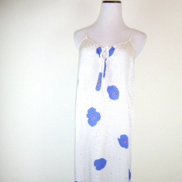 Givenchy NEIMAN MARCUS peignoir robe night gown blue floral slky set S M vintage - Picture 2 of 13